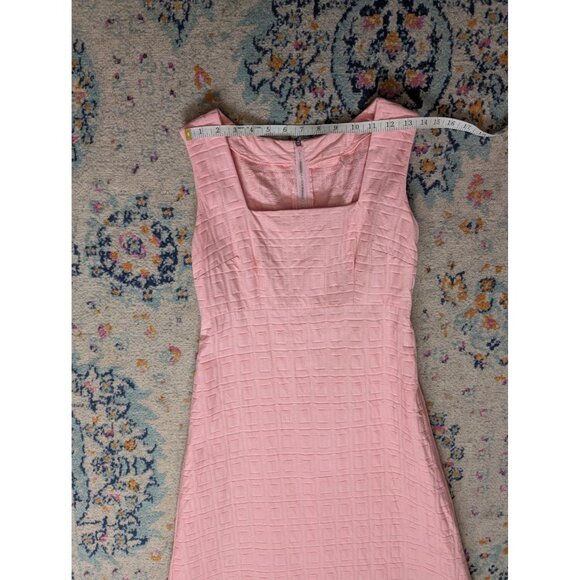 Vintage 60's Handmade Pink Textured Sleeveless Square Neck Maxi Dress - Picture 5 of 8
